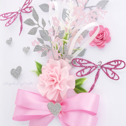 Handmade Personalised 3D Birthday Card with Flowers & Bow + Complimentary Gift Box | Mother's Day