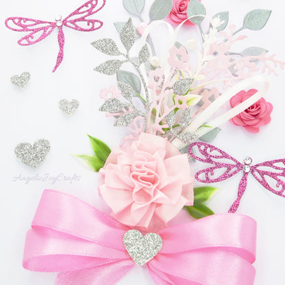 Handmade Personalised 3D Birthday Card with Flowers & Bow + Complimentary Gift Box | Mother's Day