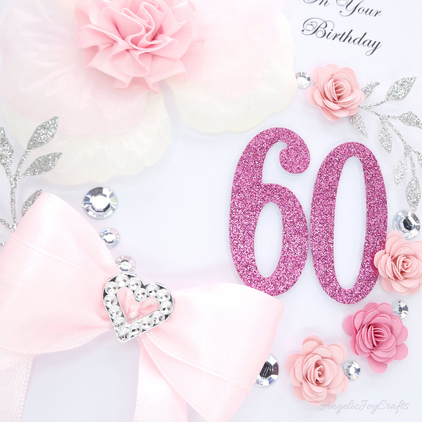 Handmade Personalised 3D Birthday Card with Orchid & Brooch Bow + Complimentary Gift Box | Birthday | Mother's Day