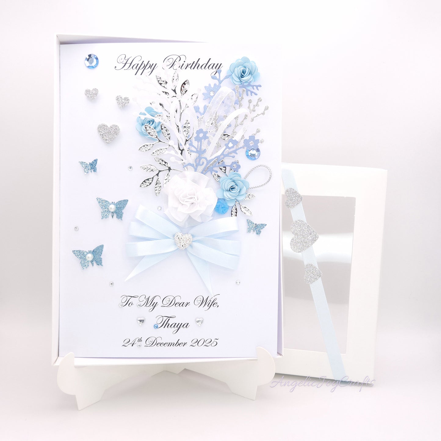 Handmade Personalised 3D Birthday Card with Flower Bouquet & Bow + Complimentary Gift Box | Birthday | Mother's Day