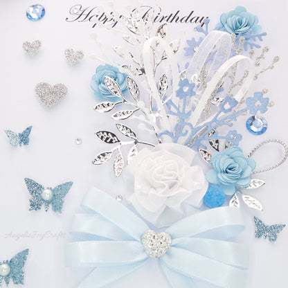 Handmade Personalised 3D Birthday Card with Flower Bouquet & Bow + Complimentary Gift Box | Birthday | Mother's Day