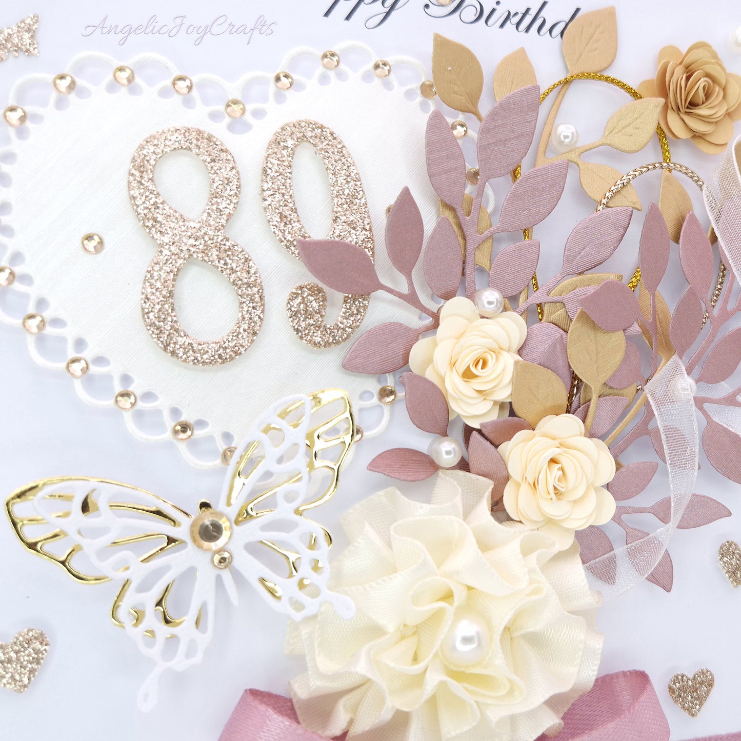 Handmade Personalised 3D Birthday Card with Elegant Bouquet & Bow + Complimentary Gift Box | Birthday | Mother's Day