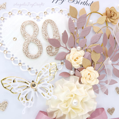 Handmade Personalised 3D Birthday Card with Elegant Bouquet & Bow + Complimentary Gift Box | Birthday | Mother's Day