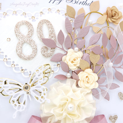 Handmade Personalised 3D Birthday Card with Elegant Bouquet & Bow + Complimentary Gift Box | Birthday | Mother's Day