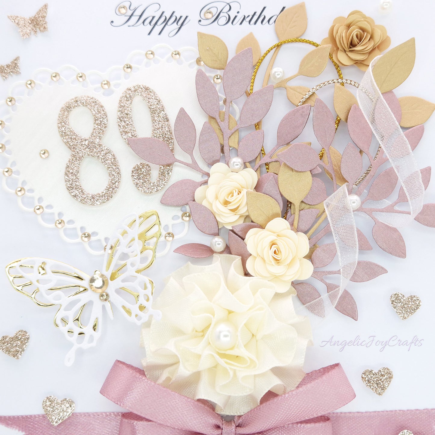 Handmade Personalised 3D Birthday Card with Elegant Bouquet & Bow + Complimentary Gift Box | Birthday | Mother's Day
