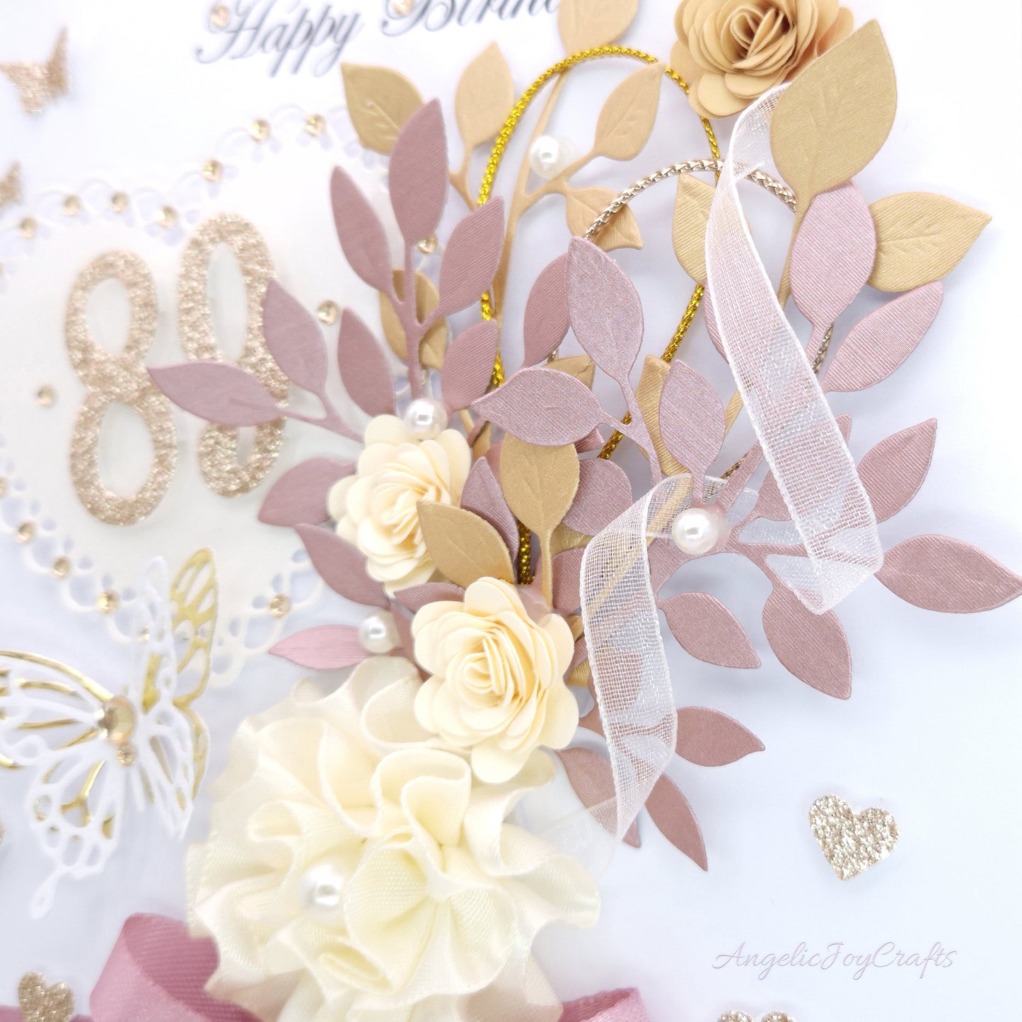 Handmade Personalised 3D Birthday Card with Elegant Bouquet & Bow + Complimentary Gift Box | Birthday | Mother's Day