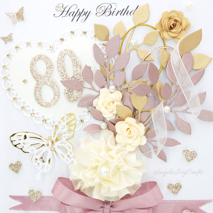 Handmade Personalised 3D Birthday Card with Elegant Bouquet & Bow + Complimentary Gift Box | Birthday | Mother's Day