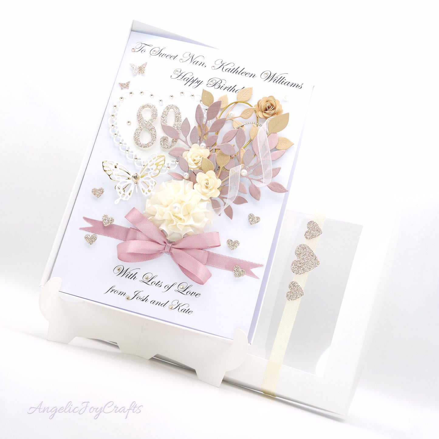 Handmade Personalised 3D Birthday Card with Elegant Bouquet & Bow + Complimentary Gift Box | Birthday | Mother's Day
