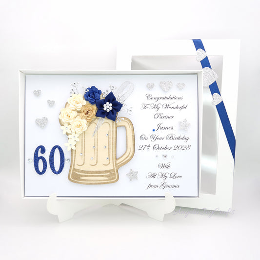 Handmade Personalised 3D Birthday Card with Beer Mug + Complimentary Gift Box | Birthday | Birthday for Him