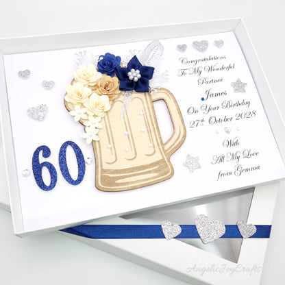 Handmade Personalised 3D Birthday Card with Beer Mug + Complimentary Gift Box | Birthday | Birthday for Him