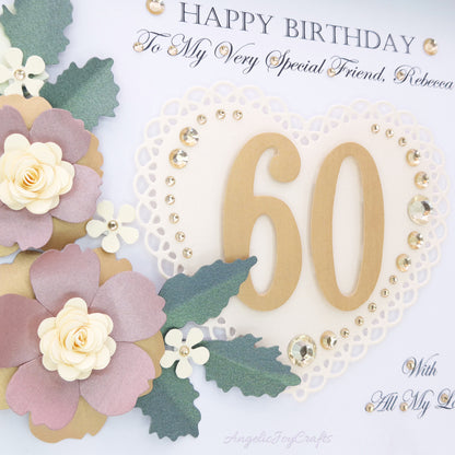 Handmade Personalised 3D Birthday Day Card with Floral Bouquet & Heart + Complimentary Gift Box | Birthday | Mother's Day