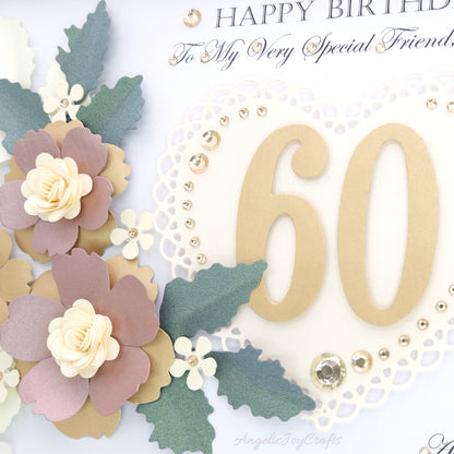 Handmade Personalised 3D Birthday Day Card with Floral Bouquet & Heart + Complimentary Gift Box | Birthday | Mother's Day