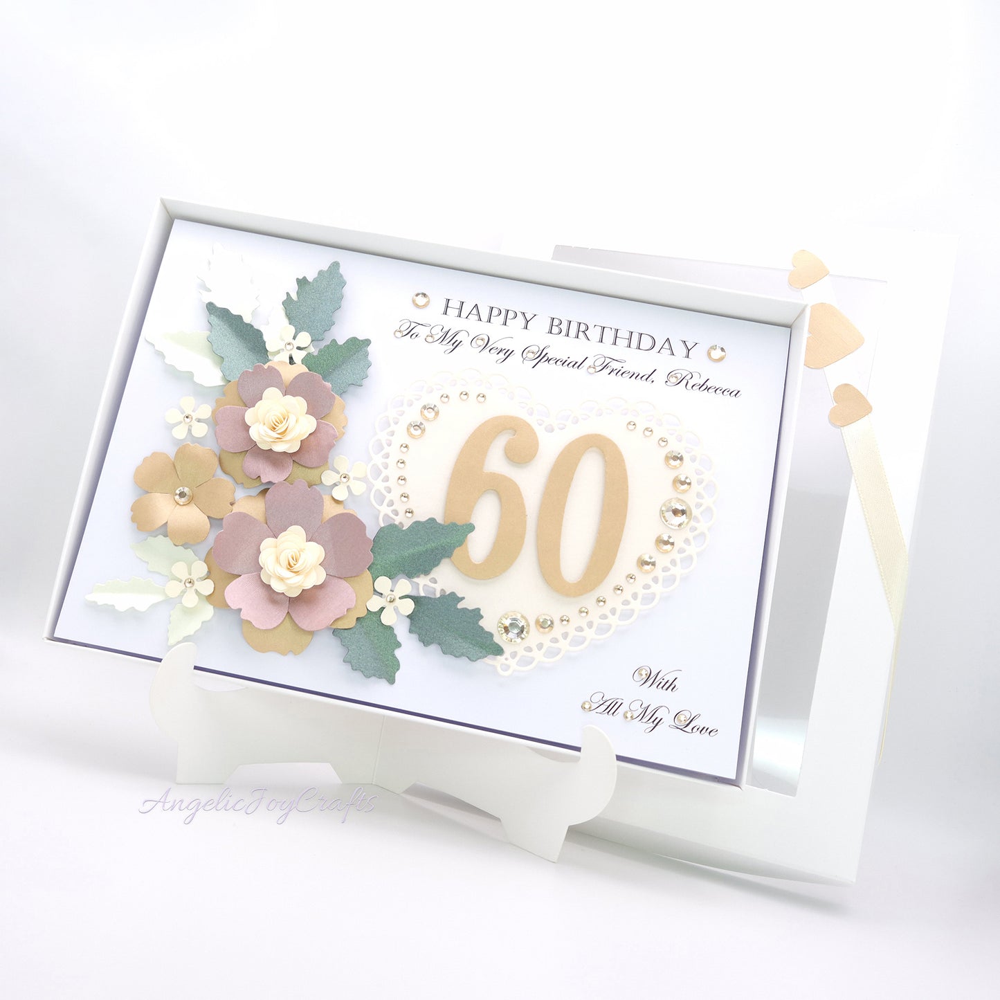Handmade Personalised 3D Birthday Day Card with Floral Bouquet & Heart + Complimentary Gift Box | Birthday | Mother's Day