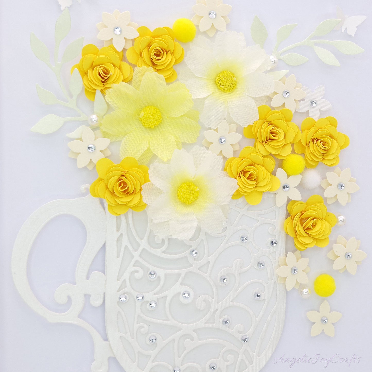Handmade Personalised 3D Birthday Card with Mug of Flowers + Complimentary Gift Box | Birthday | Mother's Day