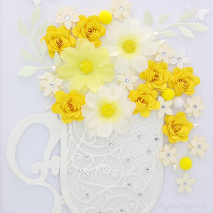 Handmade Personalised 3D Birthday Card with Mug of Flowers + Complimentary Gift Box | Birthday | Mother's Day