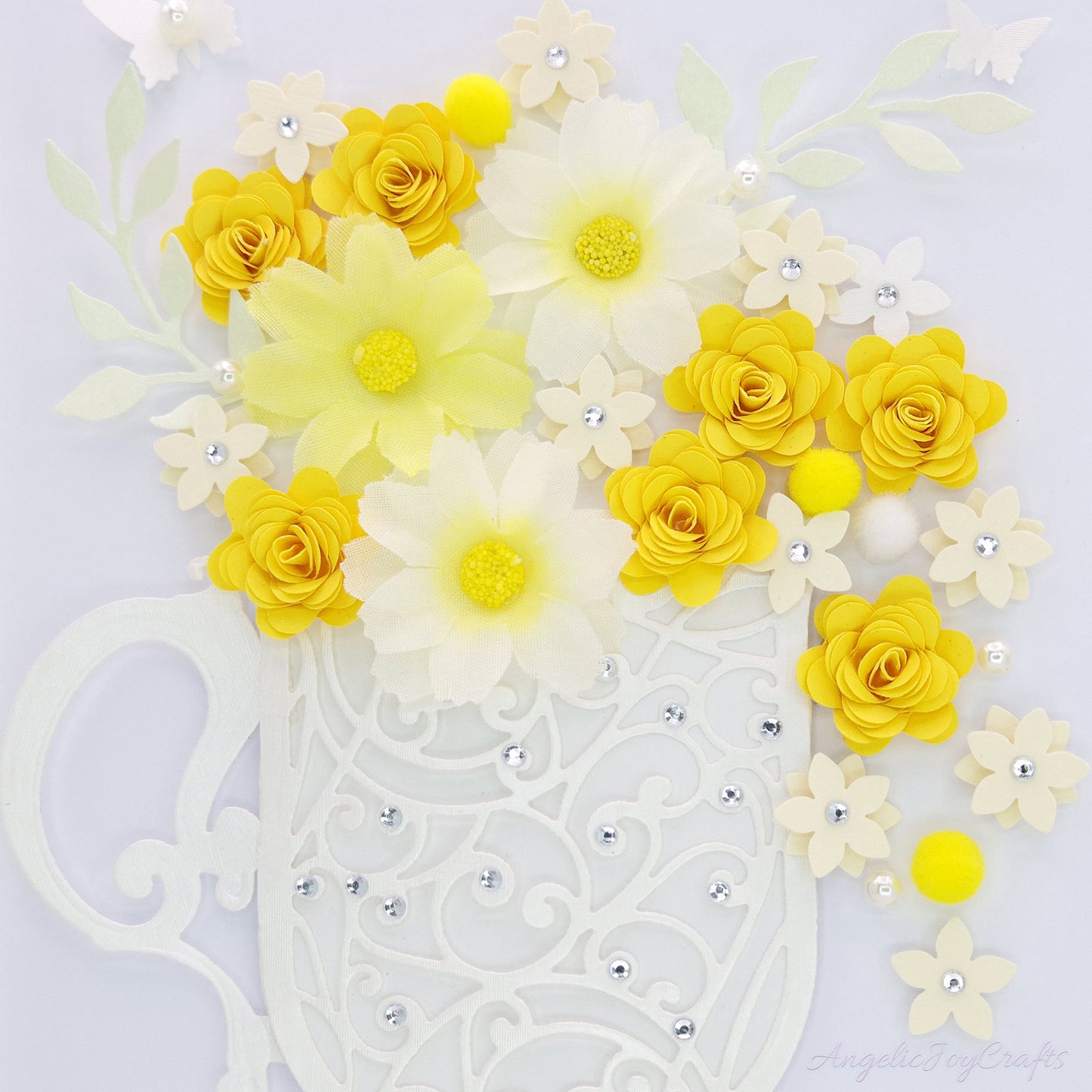 Handmade Personalised 3D Birthday Card with Mug of Flowers + Complimentary Gift Box | Birthday | Mother's Day