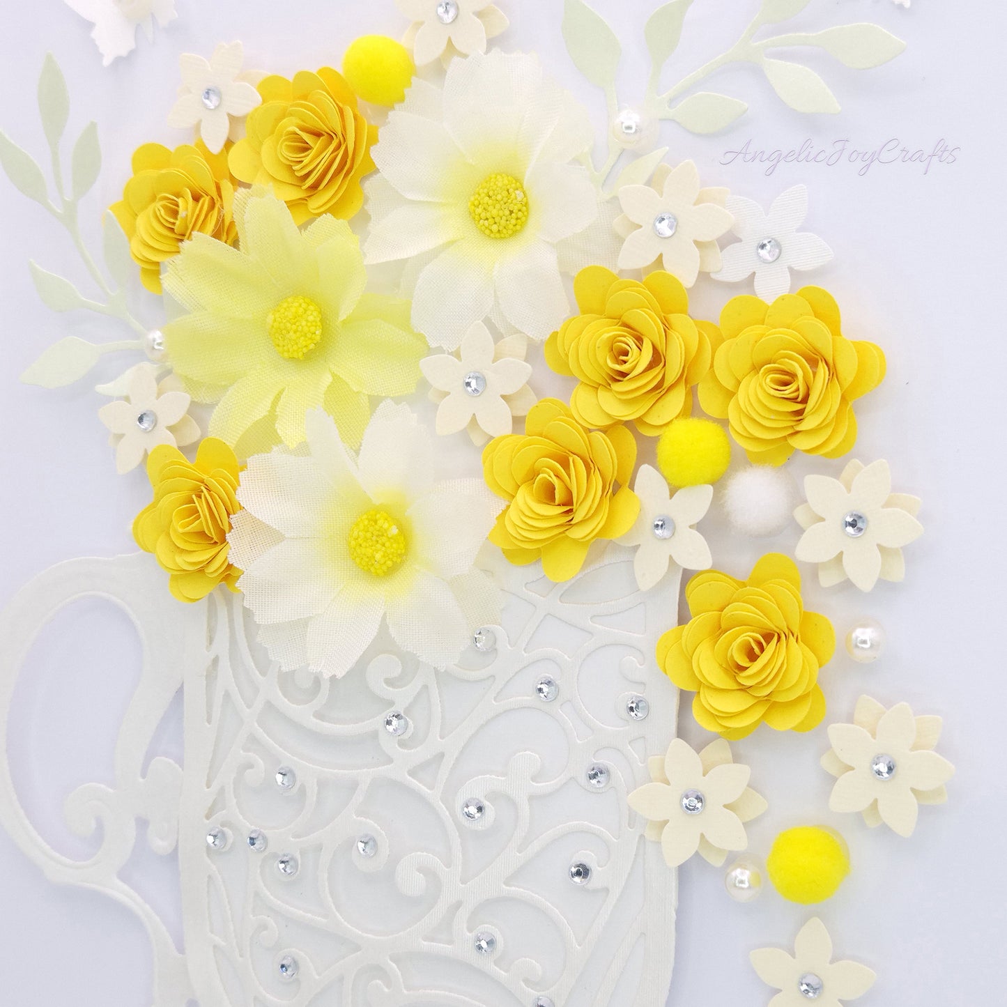 Handmade Personalised 3D Birthday Card with Mug of Flowers + Complimentary Gift Box | Birthday | Mother's Day