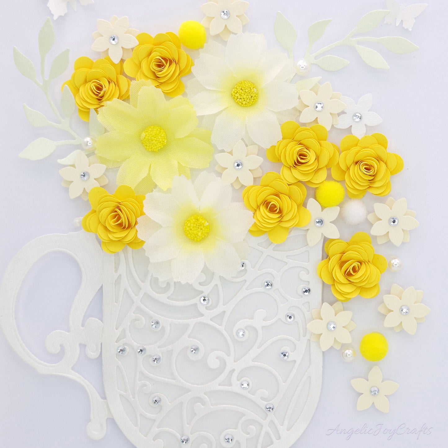 Handmade Personalised 3D Birthday Card with Mug of Flowers + Complimentary Gift Box | Birthday | Mother's Day