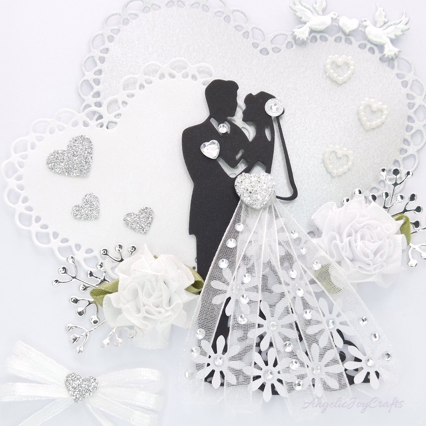 Handmade Personalised 3D Wedding Card with Floral Heart & Couple + Complimentary Gift Box | Anniversary | Wedding | Engagement