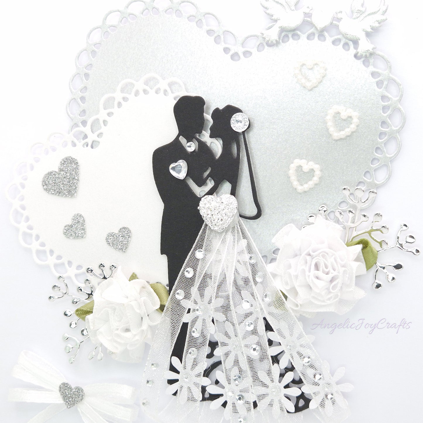 Handmade Personalised 3D Wedding Card with Floral Heart & Couple + Complimentary Gift Box | Anniversary | Wedding | Engagement
