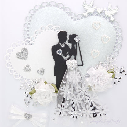 Handmade Personalised 3D Wedding Card with Floral Heart & Couple + Complimentary Gift Box | Anniversary | Wedding | Engagement