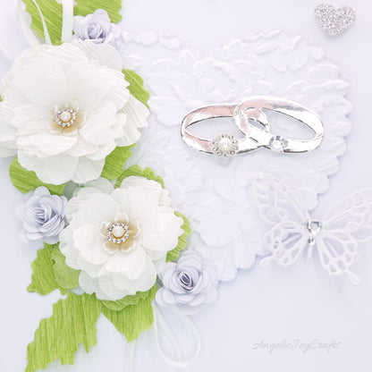 Handmade Personalised 3D Wedding Card with Floral Heart & Rings + Complimentary Gift Box | Anniversary | Wedding | Engagement
