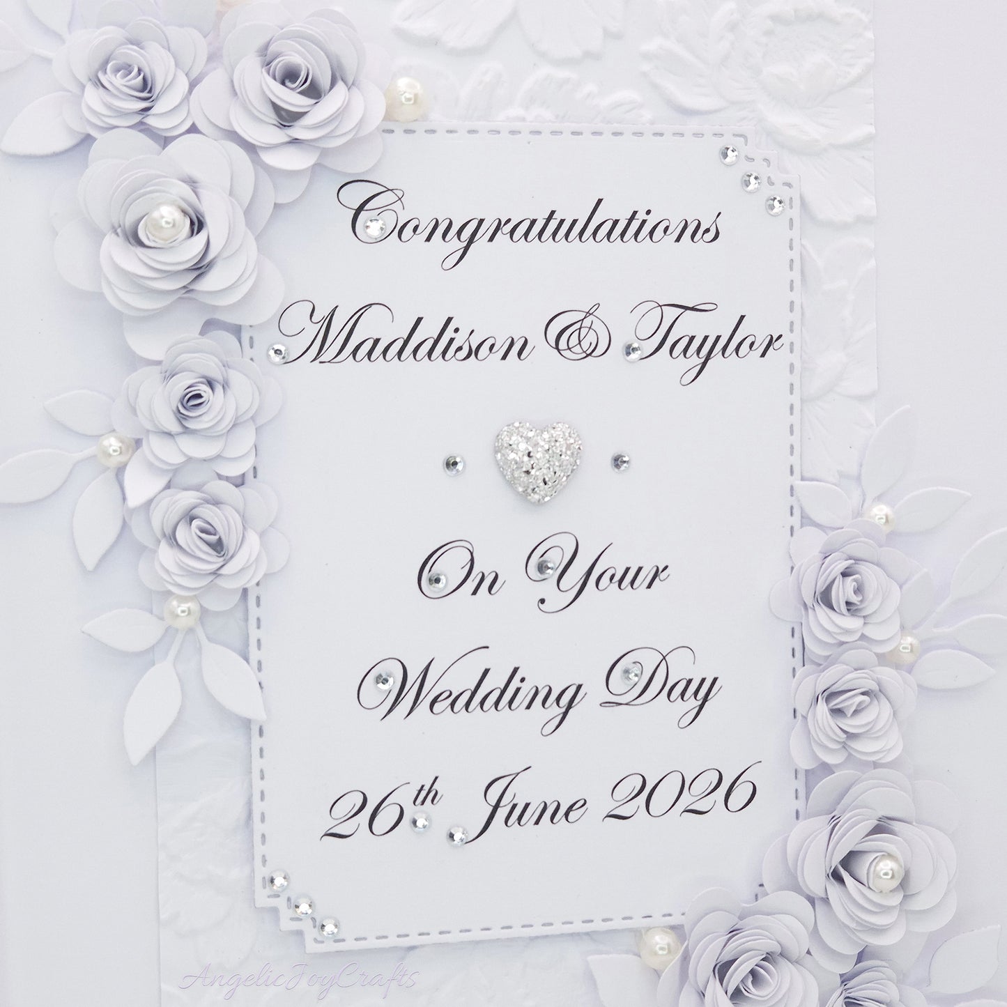 Handmade Personalised 3D Wedding Card with Floral Frame + Complimentary Gift Box | Anniversary | Wedding | Engagement
