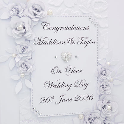 Handmade Personalised 3D Wedding Card with Floral Frame + Complimentary Gift Box | Anniversary | Wedding | Engagement