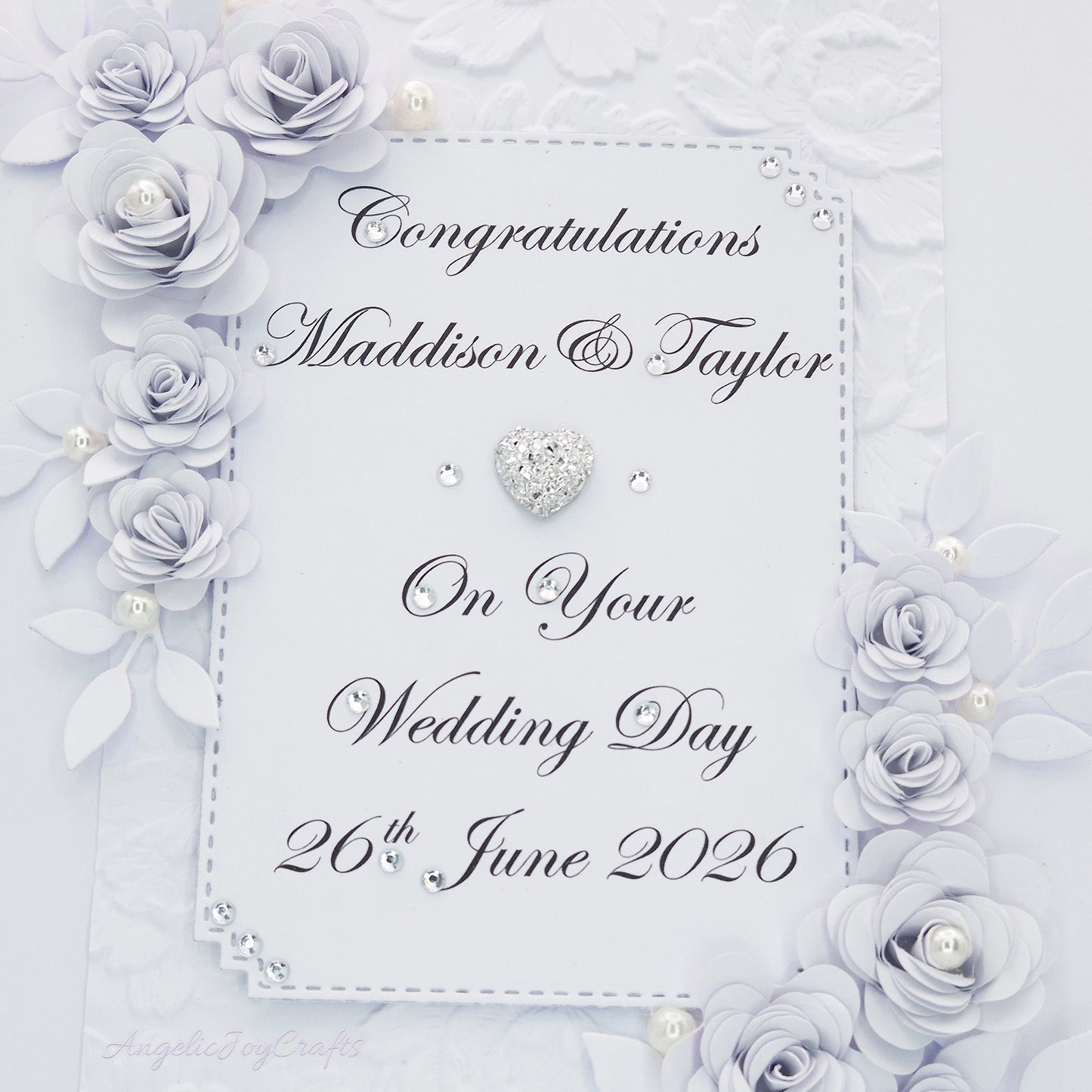 Handmade Personalised 3D Wedding Card with Floral Frame + Complimentary Gift Box | Anniversary | Wedding | Engagement