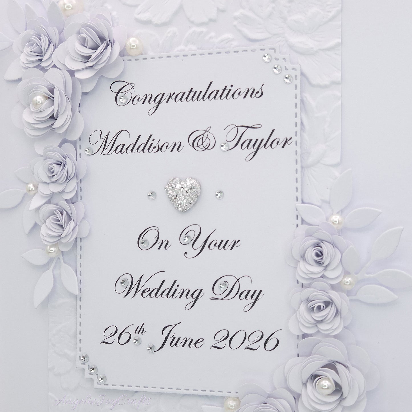 Handmade Personalised 3D Wedding Card with Floral Frame + Complimentary Gift Box | Anniversary | Wedding | Engagement