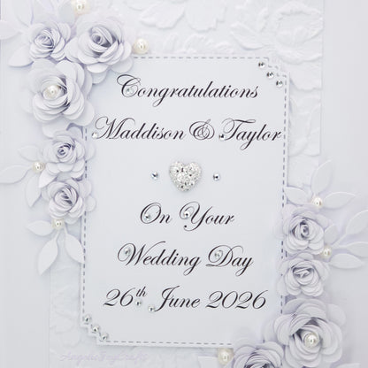Handmade Personalised 3D Wedding Card with Floral Frame + Complimentary Gift Box | Anniversary | Wedding | Engagement