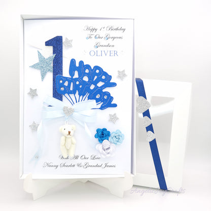 Handmade Personalised 3D Child Birthday Card with a Plush Teddy + Complimentary Gift Box | Baby Shower | Child Birthday | Baby Born | Birthday