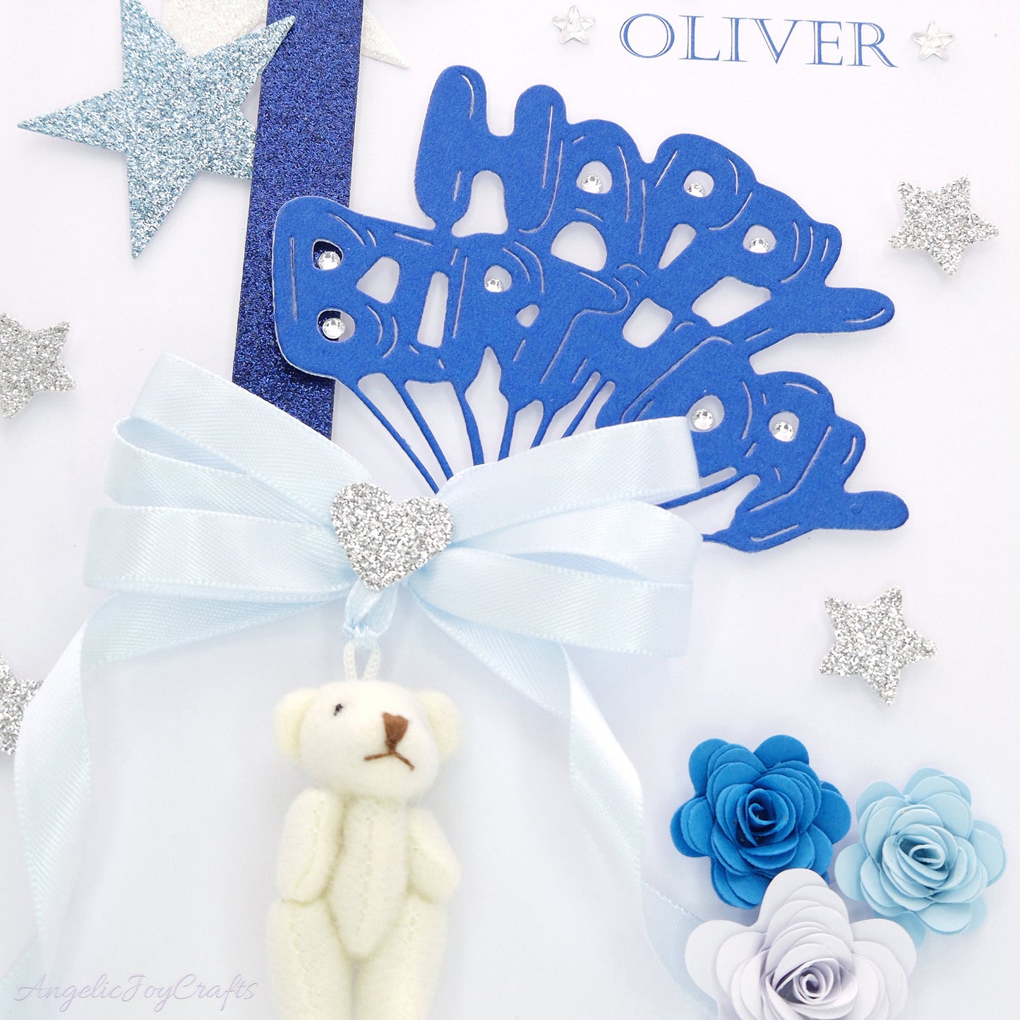 Handmade Personalised 3D Child Birthday Card with a Plush Teddy + Complimentary Gift Box | Baby Shower | Child Birthday | Baby Born | Birthday