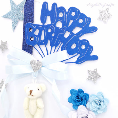 Handmade Personalised 3D Child Birthday Card with a Plush Teddy + Complimentary Gift Box | Baby Shower | Child Birthday | Baby Born | Birthday