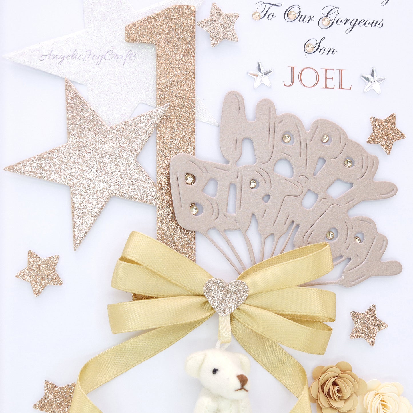 Handmade Personalised 3D Child Birthday Card with a Plush Teddy + Complimentary Gift Box | Baby Shower | Child Birthday | Baby Born | Birthday