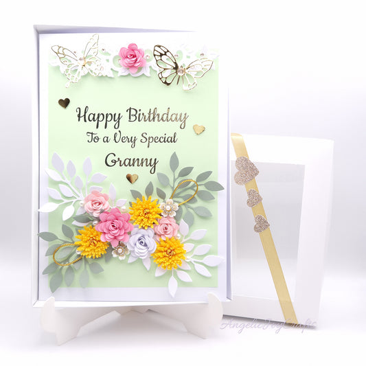 Handmade Personalised 3D Birthday Card with Summer Garden + Complimentary Gift Box | Birthday | Mother's Day
