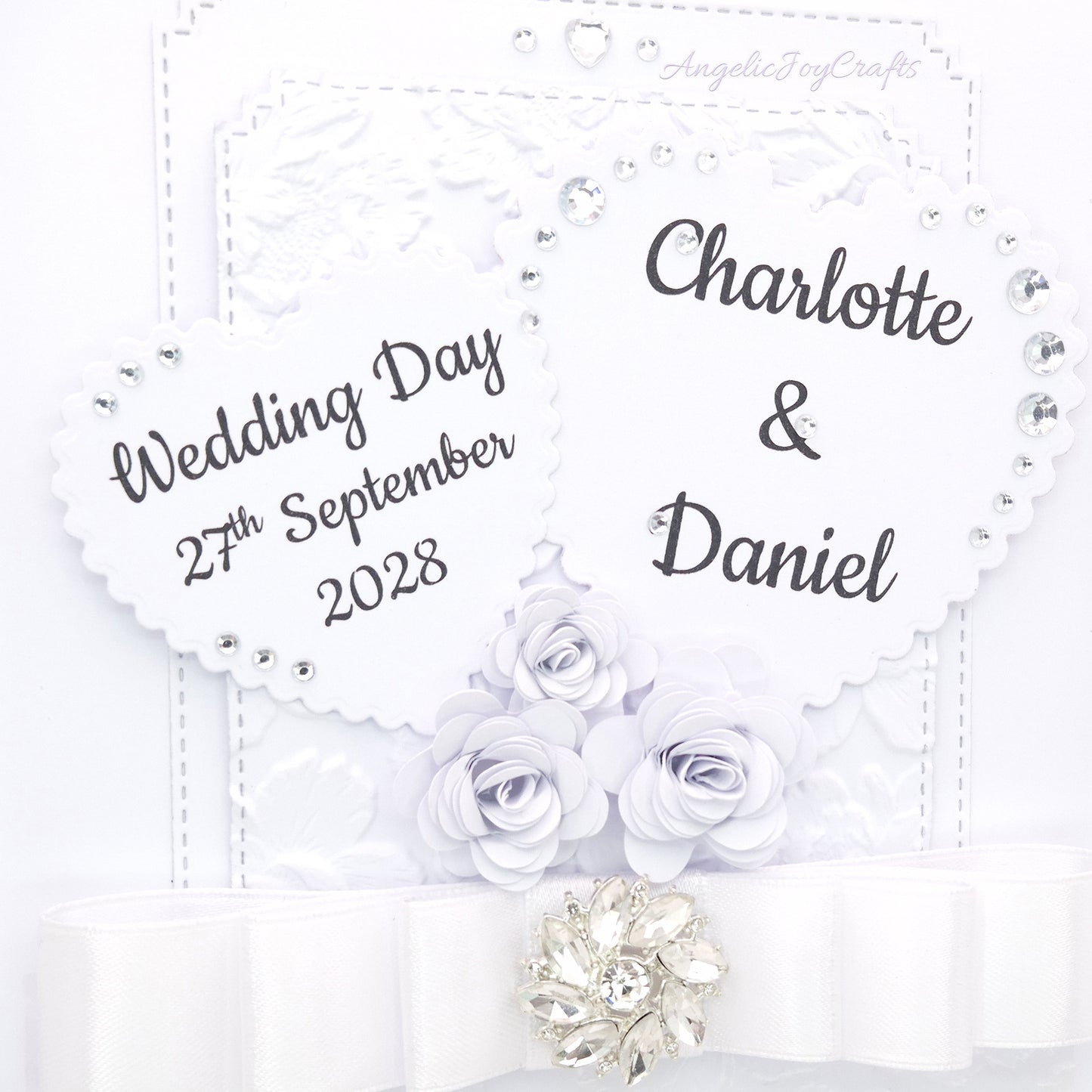 Handmade Personalised 3D Wedding Card with Floral Arbour & Brooche Bow + Complimentary Gift Box | Anniversary | Wedding | Engagement