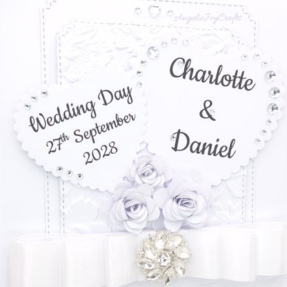 Handmade Personalised 3D Wedding Card with Floral Arbour & Brooche Bow + Complimentary Gift Box | Anniversary | Wedding | Engagement