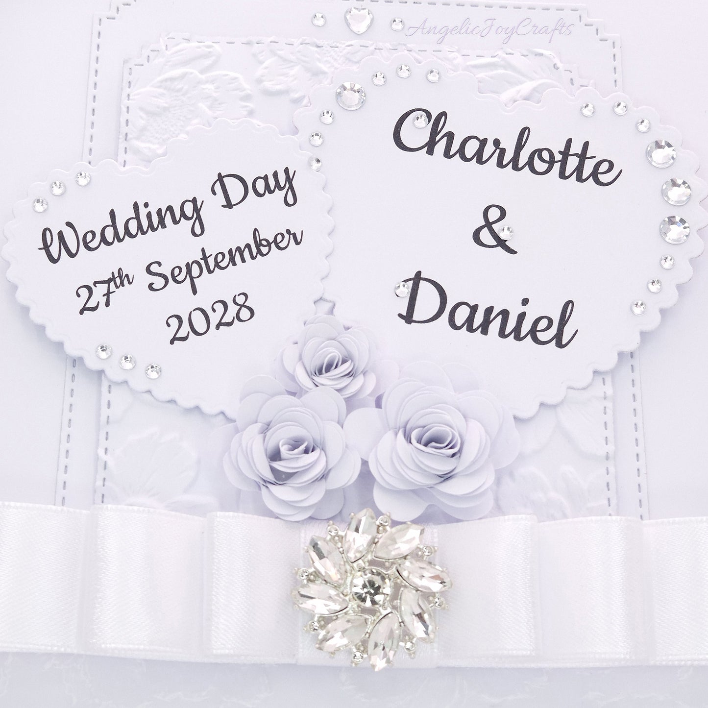 Handmade Personalised 3D Wedding Card with Floral Arbour & Brooche Bow + Complimentary Gift Box | Anniversary | Wedding | Engagement