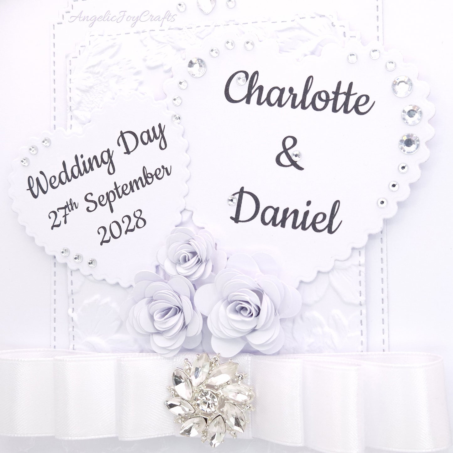 Handmade Personalised 3D Wedding Card with Floral Arbour & Brooche Bow + Complimentary Gift Box | Anniversary | Wedding | Engagement