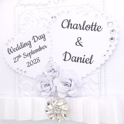 Handmade Personalised 3D Wedding Card with Floral Arbour & Brooche Bow + Complimentary Gift Box | Anniversary | Wedding | Engagement
