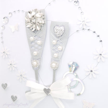 Handmade Personalised 3D Wedding Card with Champagne Flutes & Hearts+ Complimentary Gift Box | Anniversary | Wedding | Engagement