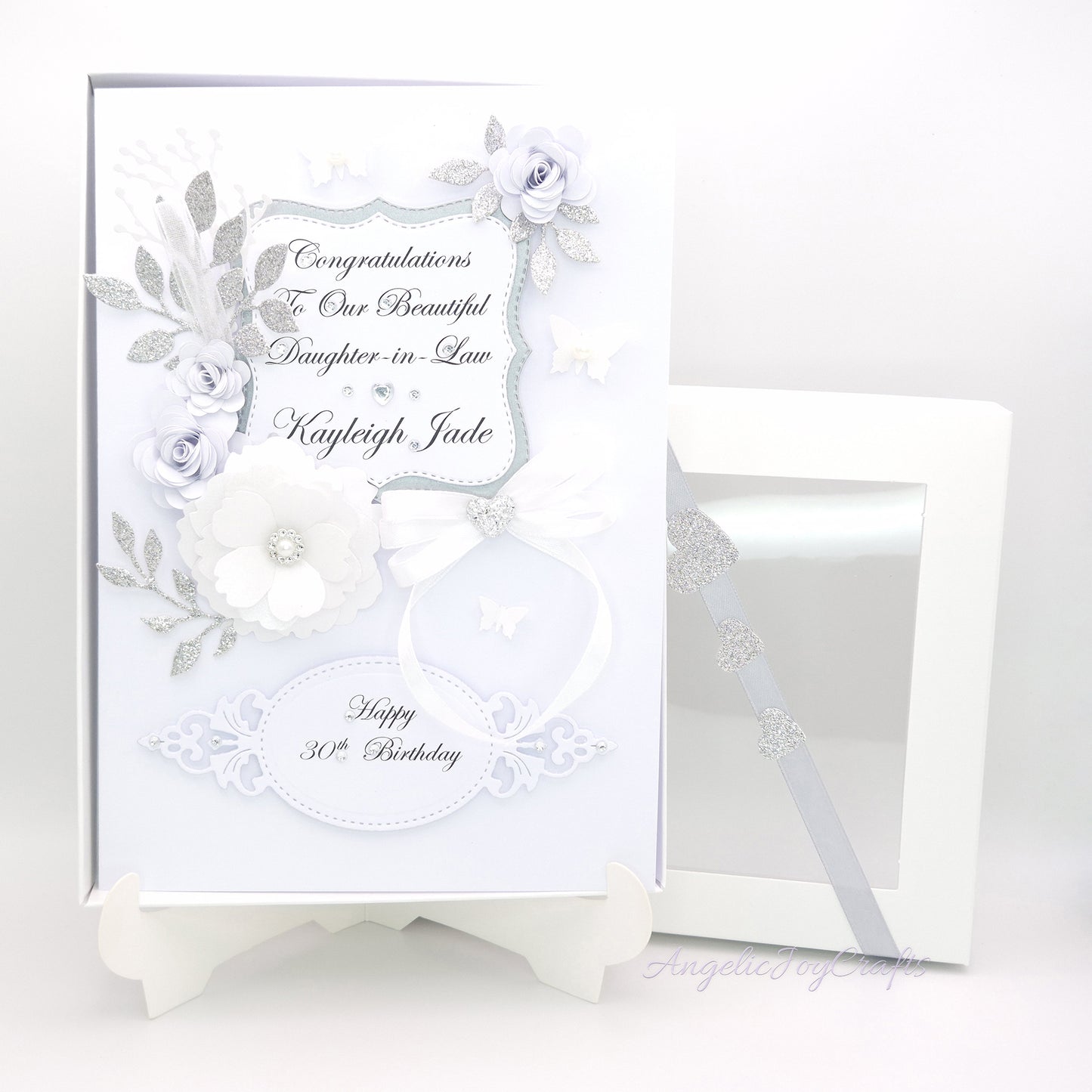 Handmade Personalised 3D Gold Birthday Card with Floral Frames & Bow + Complimentary Gift Box | Birthday | Mother's Day