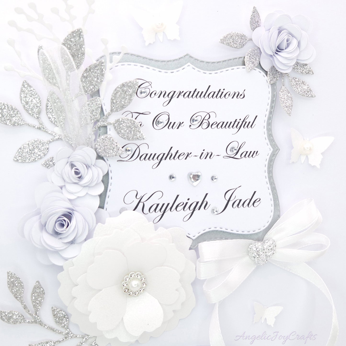 Handmade Personalised 3D Gold Birthday Card with Floral Frames & Bow + Complimentary Gift Box | Birthday | Mother's Day