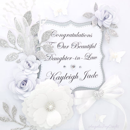 Handmade Personalised 3D Gold Birthday Card with Floral Frames & Bow + Complimentary Gift Box | Birthday | Mother's Day