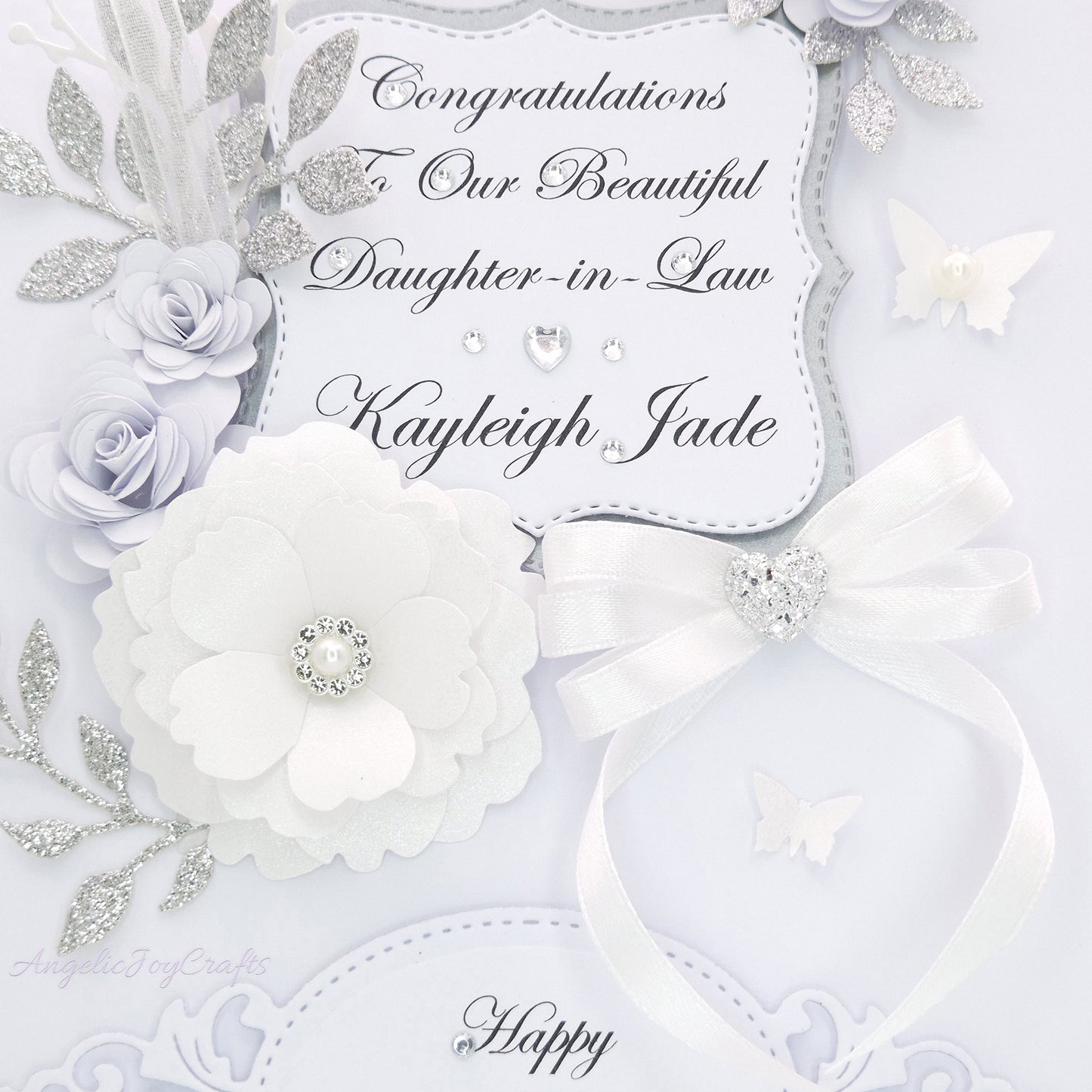 Handmade Personalised 3D Gold Birthday Card with Floral Frames & Bow + Complimentary Gift Box | Birthday | Mother's Day