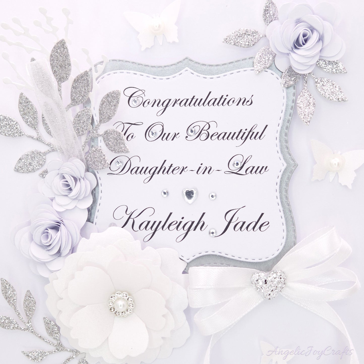 Handmade Personalised 3D Gold Birthday Card with Floral Frames & Bow + Complimentary Gift Box | Birthday | Mother's Day