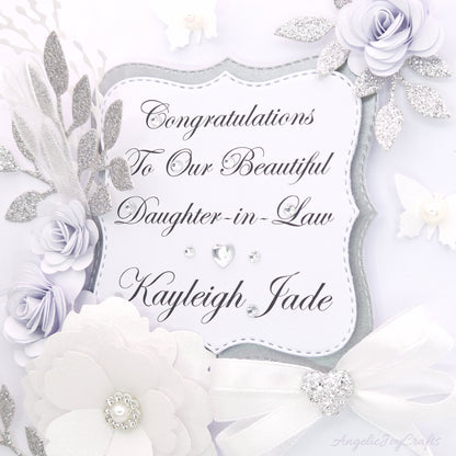 Handmade Personalised 3D Gold Birthday Card with Floral Frames & Bow + Complimentary Gift Box | Birthday | Mother's Day