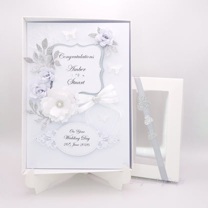 Handmade Personalised 3D Gold Anniversary Card with Floral Frames & Bow + Complimentary Gift Box | Anniversary | Wedding | Engagement | Birthday | Mother's Day