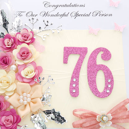 Handmade Personalised 3D Birthday Card with Flowers & Bow + Complimentary Gift Box | Birthday | Mother's Day | Anniversary | Wedding | Engagement